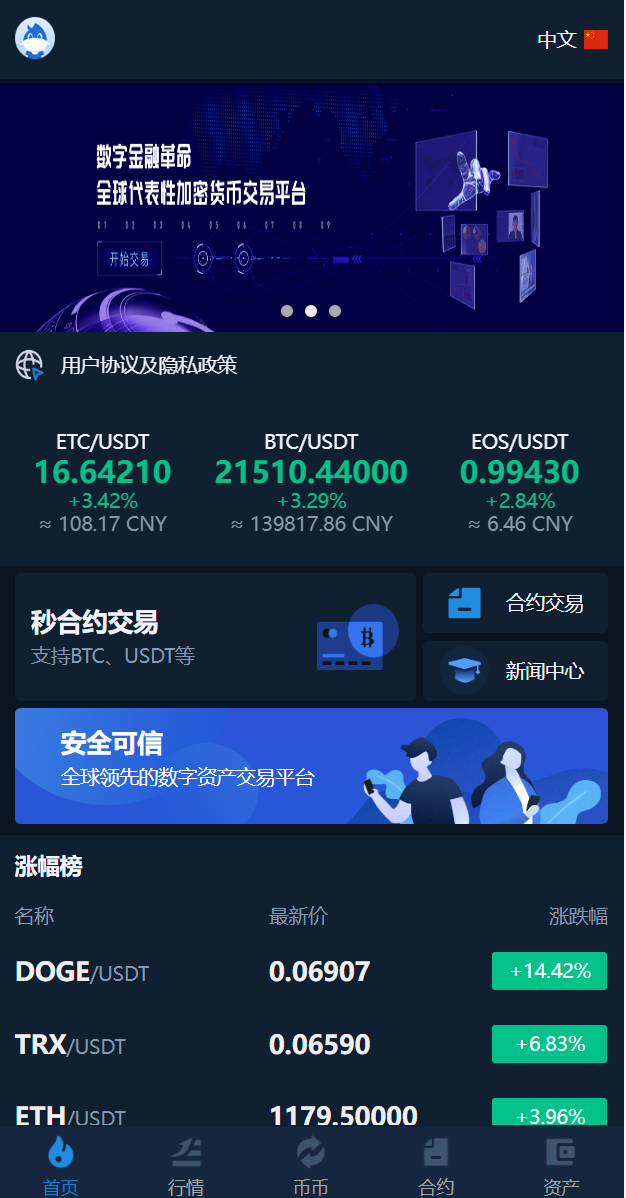 亲测精品/A280区块链交易所系统 – PC端VUE + 手机端Uniapp双端支持