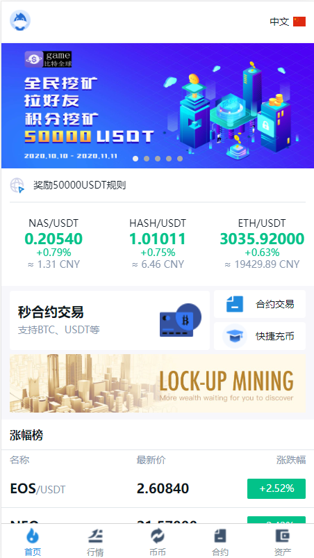亲测精品/A103秒合约多语言交易平台：解锁IEO认购与锁仓挖矿，支持币币/法币/杠杆交易